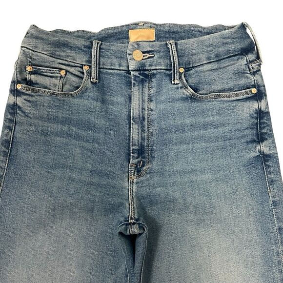 MOTHER The Roller High Rise Wide Leg Denim Jeans Let's Trip Light Wash Blue 28 - Picture 4 of 12